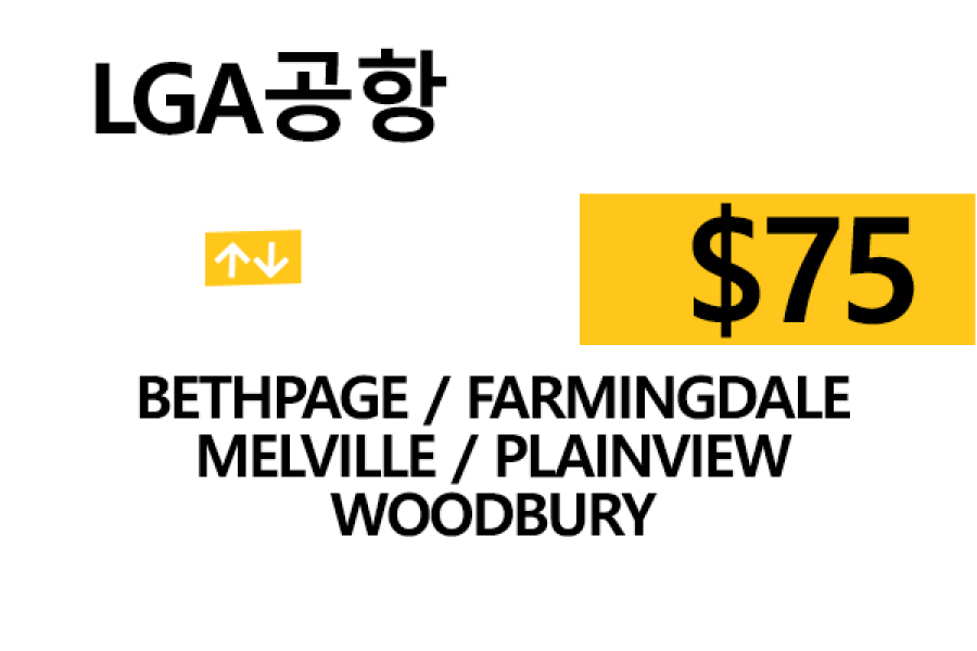 LGA 공항  ⇄  Bethpage  –  팁 포함 할인요금